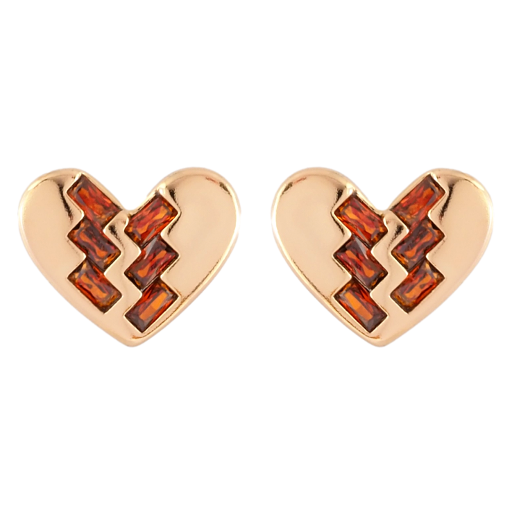 Серьги Xuping Позолота 18K пусеты Сердечки с узором красными фианитами фото №14 Серьги Xuping Позолота 18K пусеты Сердечки с узором красными фианитами фото №14