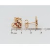 Серьги Xuping Позолота 18K пусеты Сердечки с узором красными фианитами фото №2