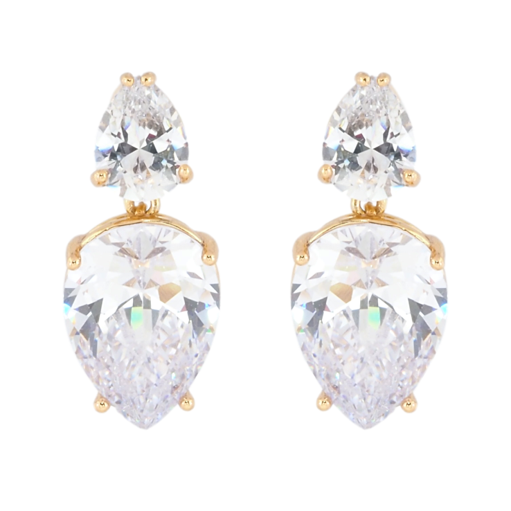 Серьги Xuping Позолота 18K пусеты Два фианита фото №8 Серьги Xuping Позолота 18K пусеты Два фианита фото №8