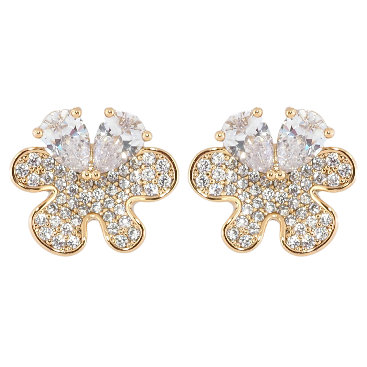 Сережки Xuping Позолота 18K пусети Квіточки з інкрустацією цирконієм фото №6 Сережки Xuping Позолота 18K пусети Квіточки з інкрустацією цирконієм фото №6