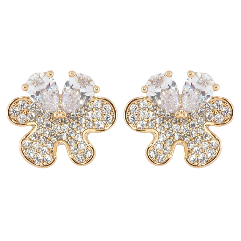 Серьги Xuping Позолота 18K пусеты Цветочки с инкрустацией цирконием фото №1 Серьги Xuping Позолота 18K пусеты Цветочки с инкрустацией цирконием фото №1