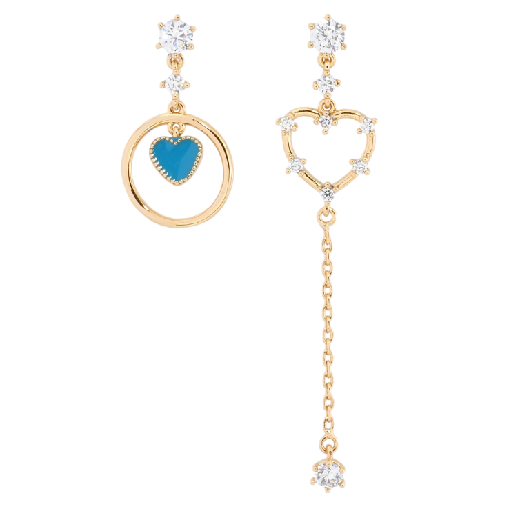 Серьги Xuping Позолота 18K пусеты Ассиметричные подвески с сердечками фото №10 Серьги Xuping Позолота 18K пусеты Ассиметричные подвески с сердечками фото №10