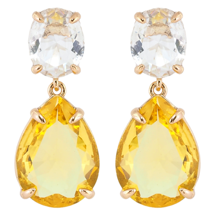 Серьги Xuping Позолота 18K пусеты Подвески два бело-желтых фианита фото №5 Серьги Xuping Позолота 18K пусеты Подвески два бело-желтых фианита фото №5