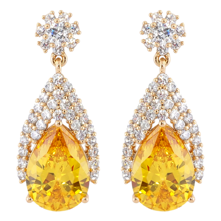 Серьги Xuping Позолота 18K пусеты Изящные подвески с инкрустацией цирконием и желтыми фианитами фото №12 Серьги Xuping Позолота 18K пусеты Изящные подвески с инкрустацией цирконием и желтыми фианитами фото №12