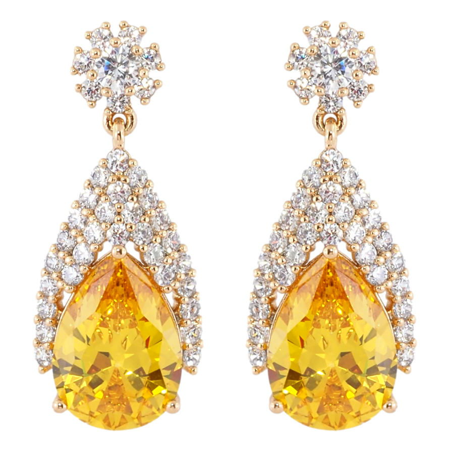 Серьги Xuping Позолота 18K пусеты Изящные подвески с инкрустацией цирконием и желтыми фианитами фото №1 Серьги Xuping Позолота 18K пусеты Изящные подвески с инкрустацией цирконием и желтыми фианитами фото №1
