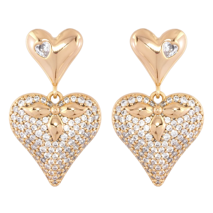 Серьги Xuping Позолота 18K пусеты Сердечки с инкрустацией цирконием фото №15 Серьги Xuping Позолота 18K пусеты Сердечки с инкрустацией цирконием фото №15