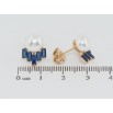 Серьги Xuping Позолота 18K пусеты Жемчужины с синими фианитами фото №2