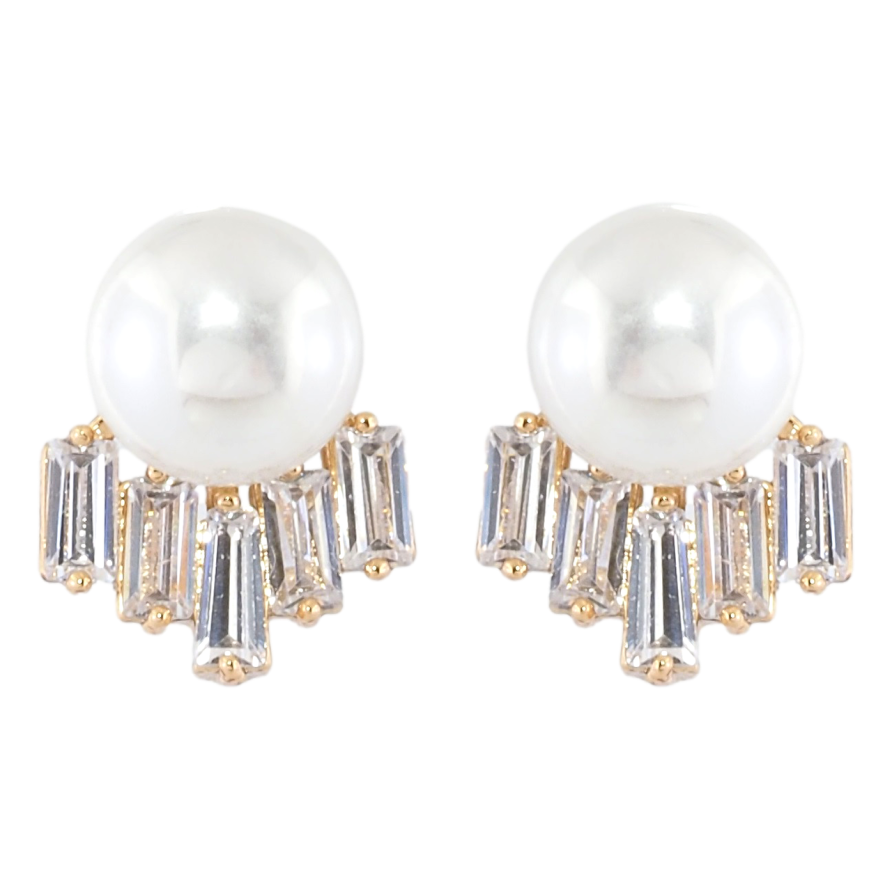 Серьги Xuping Позолота 18K пусеты Жемчужины с фианитами фото №1