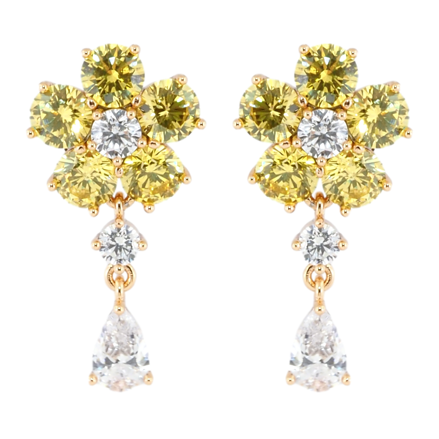 Серьги Xuping Позолота 18K пусеты Желтые кристальные цветочки фото №1 Серьги Xuping Позолота 18K пусеты Желтые кристальные цветочки фото №1