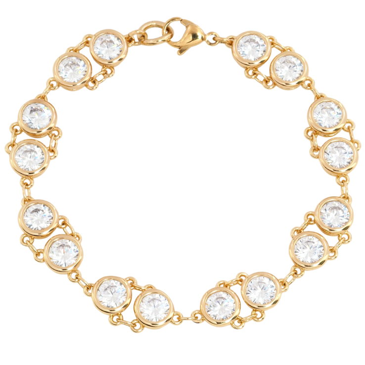 Браслет Xuping Позолота 18K Декоративный узор с фианитами размер 18см х 10мм фото №2