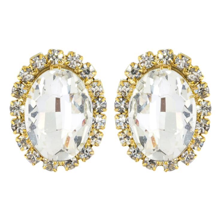 Серьги пусеты Граненный кристалл в обрамлении страз фото №15