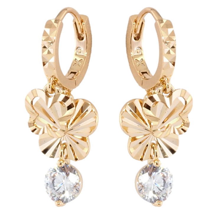 Сережки Xuping Позолота 18K підвіски на колечках Метелики з кристалами фото №2