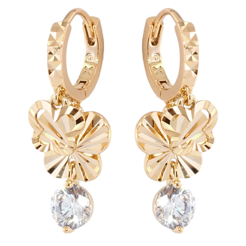 Сережки Xuping Позолота 18K підвіски на колечках Метелики з кристалами фото №1