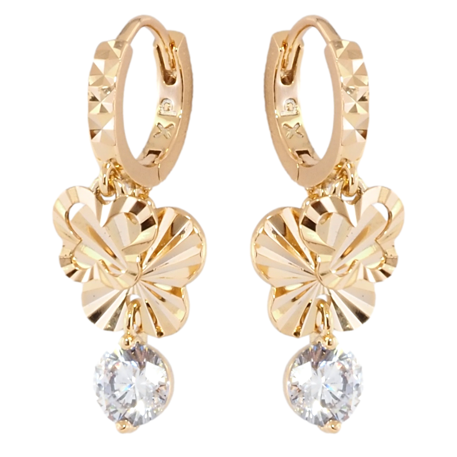Сережки Xuping Позолота 18K підвіски на колечках Метелики з кристалами фото №1