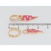 Сережки Xuping Позолота 18K підвіски на колечках Блискавка з рожевою емаллю та цирконієм 2 в 1 фото №3