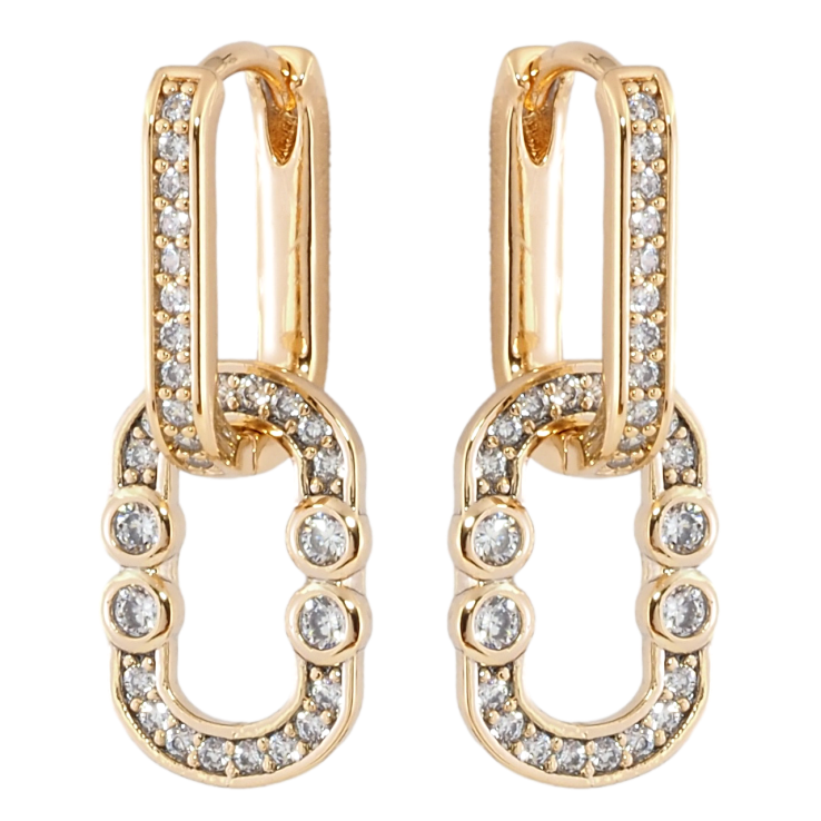 Серьги Xuping Позолота 18K подвески на колечках Овальные подвески с цирконием 2 в 1 фото №24