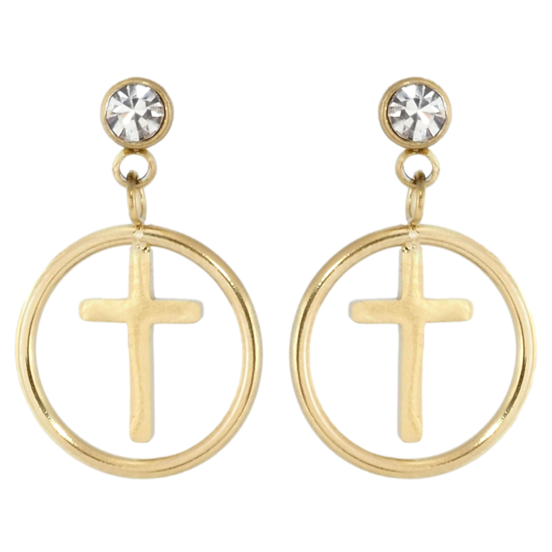 Серьги Xuping TTM Stainless Steel цвет 14K пусеты Декоративные подвески с крестиками фото №1