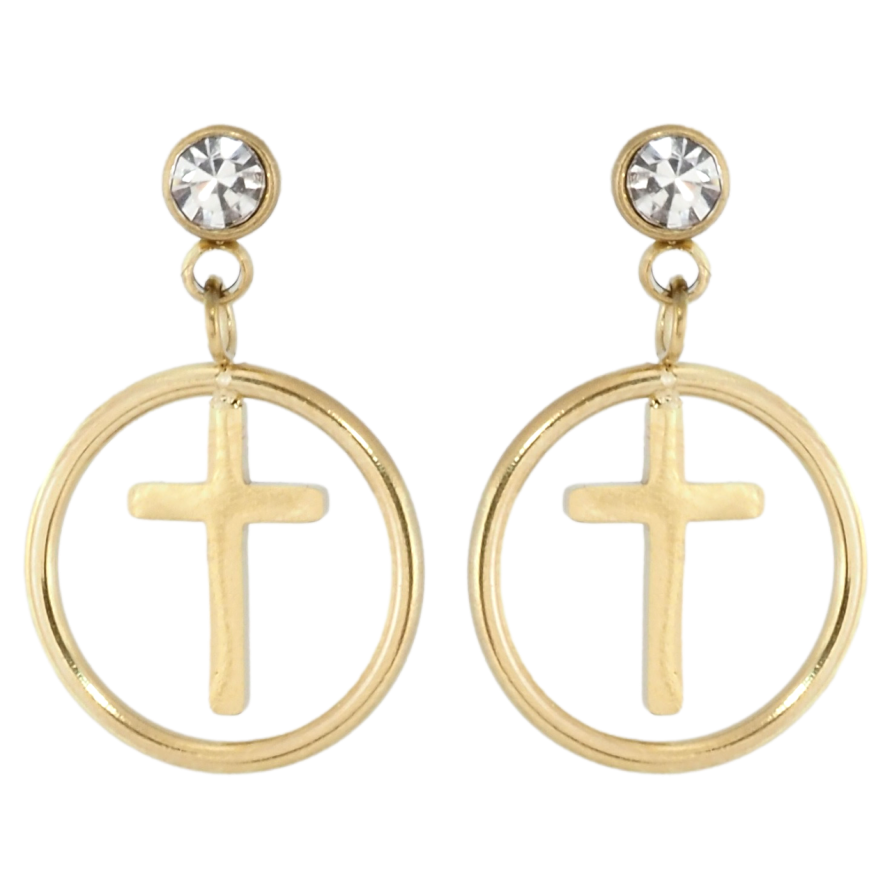 Серьги Xuping TTM Stainless Steel цвет 14K пусеты Декоративные подвески с крестиками фото №1