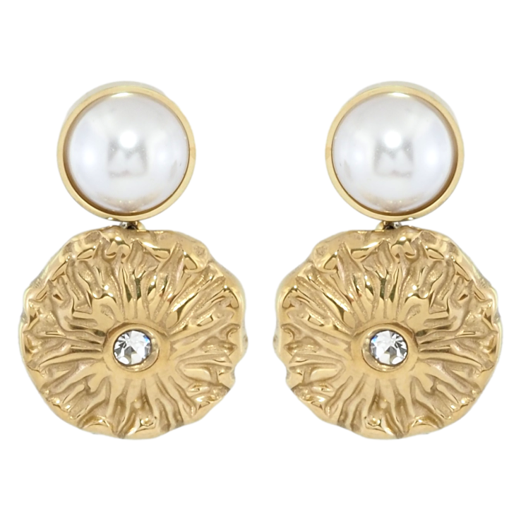 Серьги Xuping TTM Stainless Steel цвет 14K пусеты Декоративные цветочки с жемчужинами фото №21