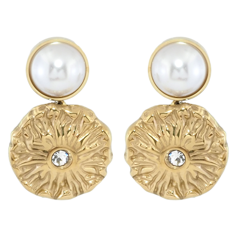 Серьги Xuping TTM Stainless Steel цвет 14K пусеты Декоративные цветочки с жемчужинами фото №7