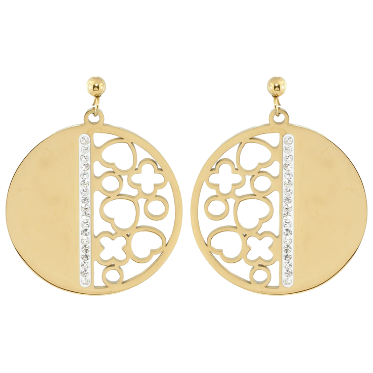 Серьги Xuping TTM Stainless Steel цвет 14K пусеты Круглые подвески с резным узором фото №19