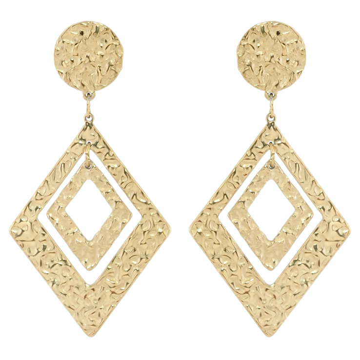 Серьги Xuping TTM Stainless Steel цвет 14K пусеты Ромбовые подвески фото №14