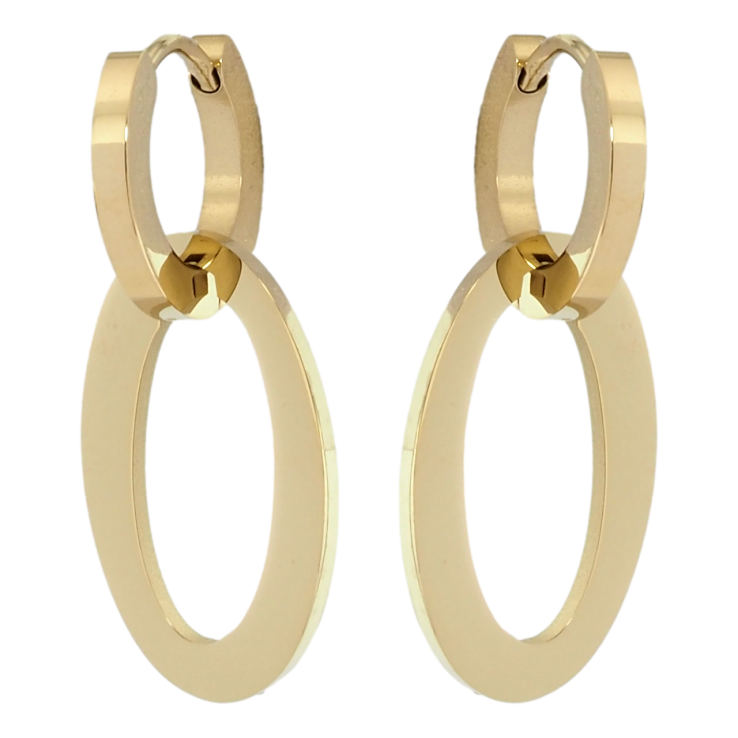 Серьги Xuping TTM Stainless Steel цвет 14K подвески на колечках Овальные подвески 2 в 1 фото №10