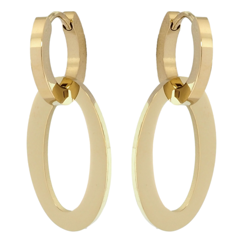 Серьги Xuping TTM Stainless Steel цвет 14K подвески на колечках Овальные подвески 2 в 1 фото №1