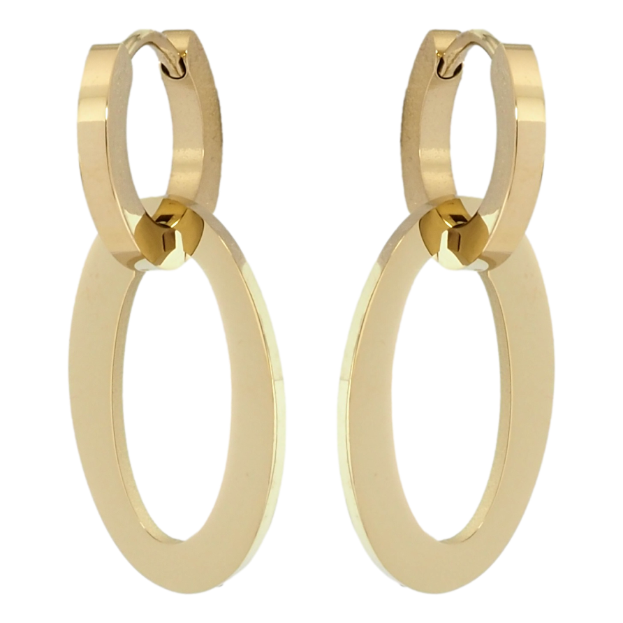 Серьги Xuping TTM Stainless Steel цвет 14K подвески на колечках Овальные подвески 2 в 1 фото №1