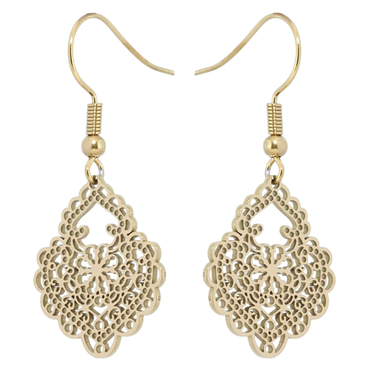 Сережки Xuping TTM Stainless Steel колір 14K французький замок Ажурні підвіски фото №23