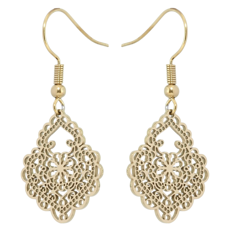 Серьги Xuping TTM Stainless Steel цвет 14K французский замок Ажурные подвески фото №1