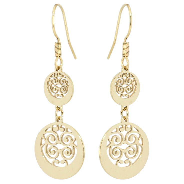 Сережки Xuping TTM Stainless Steel колір 14K французький замок Ажурні підвіски фото №24