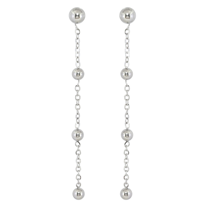 Серьги Xuping TTM Stainless Steel цвет Родий пусеты Подвески с шариками фото №11