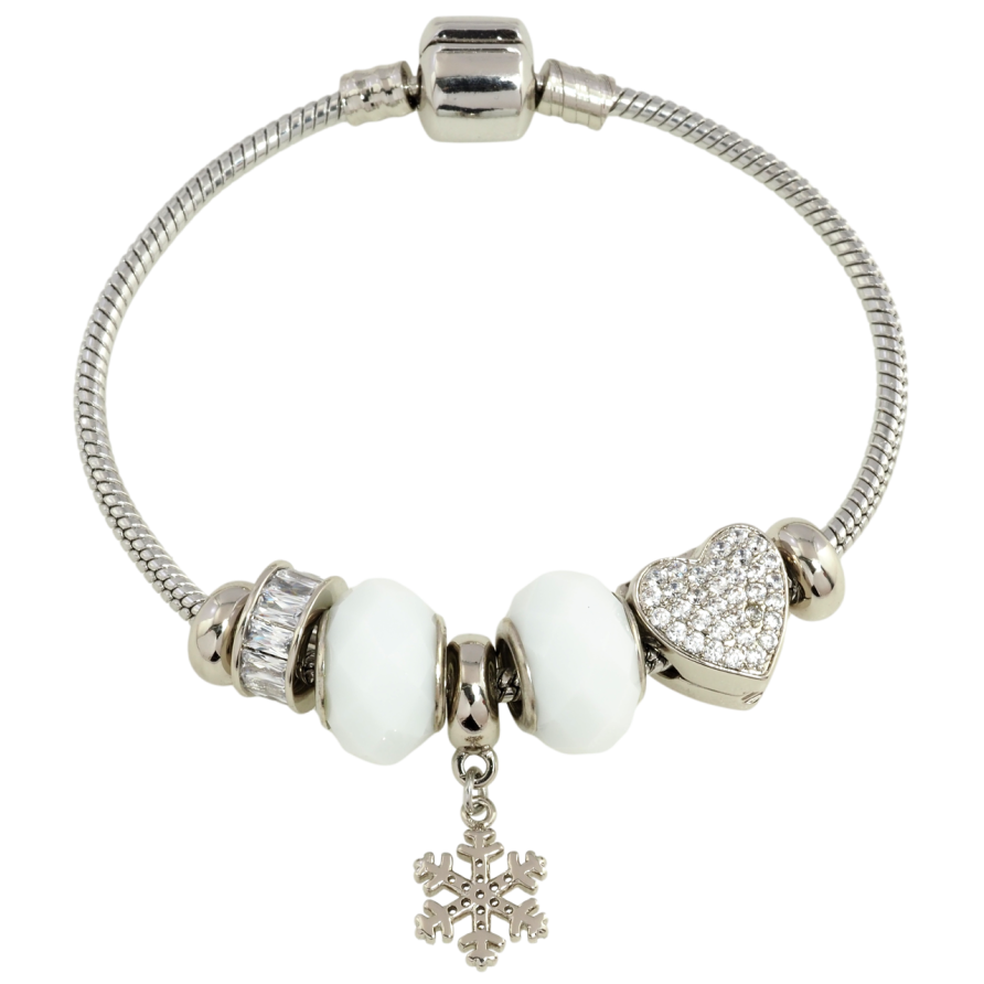 Браслет Xuping Родій Стиль Pandora Ювелірний шнур з намистинами-шармами розмір 18см х 3мм фото №1