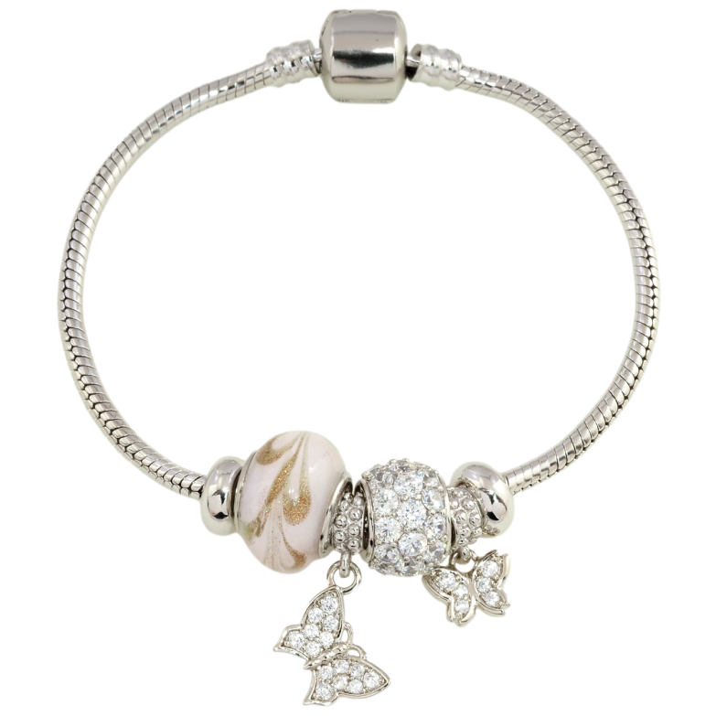 Браслет Xuping Родій Стиль Pandora Ювелірний шнур з намистинами-шармами розмір 18см х 3мм фото №16