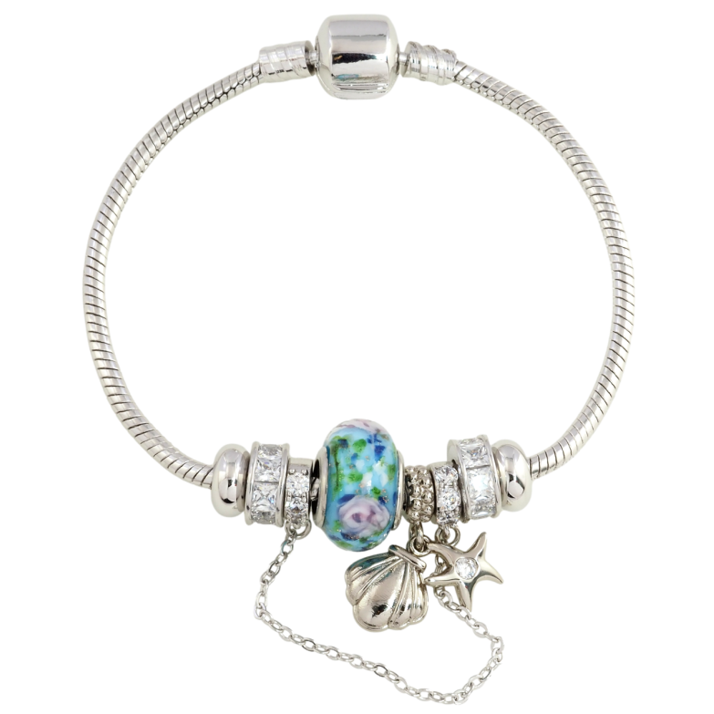 Браслет Xuping Родий Стиль Pandora Ювелирный шнур с бусинами-шармами размер 18см х 3мм фото №11