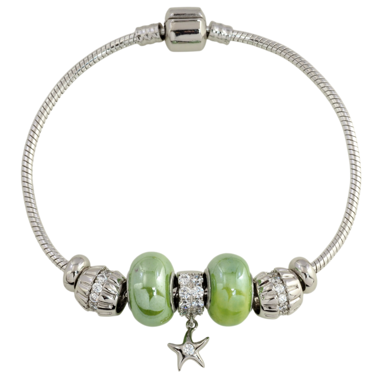 Браслет Xuping Родий Стиль Pandora Ювелирный шнур с бусинами-шармами размер 18см х 3мм фото №1