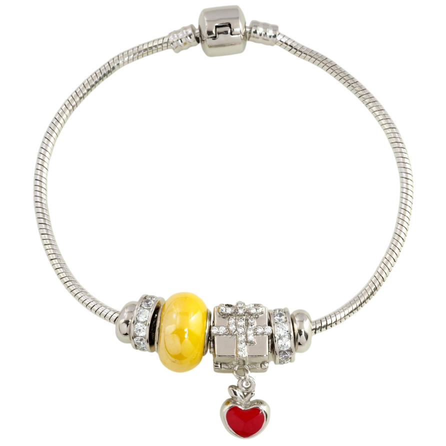 Браслет Xuping Родій Стиль Pandora Ювелірний шнур з намистинами-шармами розмір 18см х 3мм фото №1