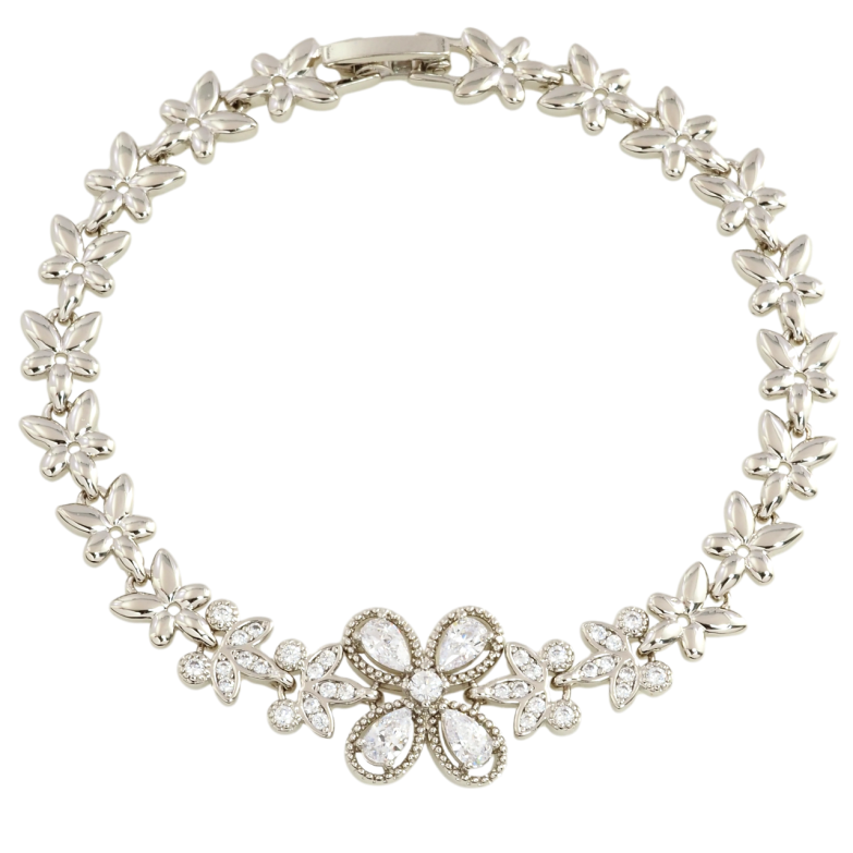 Браслет Xuping Родій Квітковий візерунок з цирконієм розмір 18см х 7мм фото №1