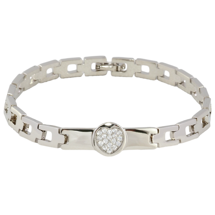 Браслет Xuping Родий Браслетный узор с вставкой сердечко размер 20см х 6мм фото №24