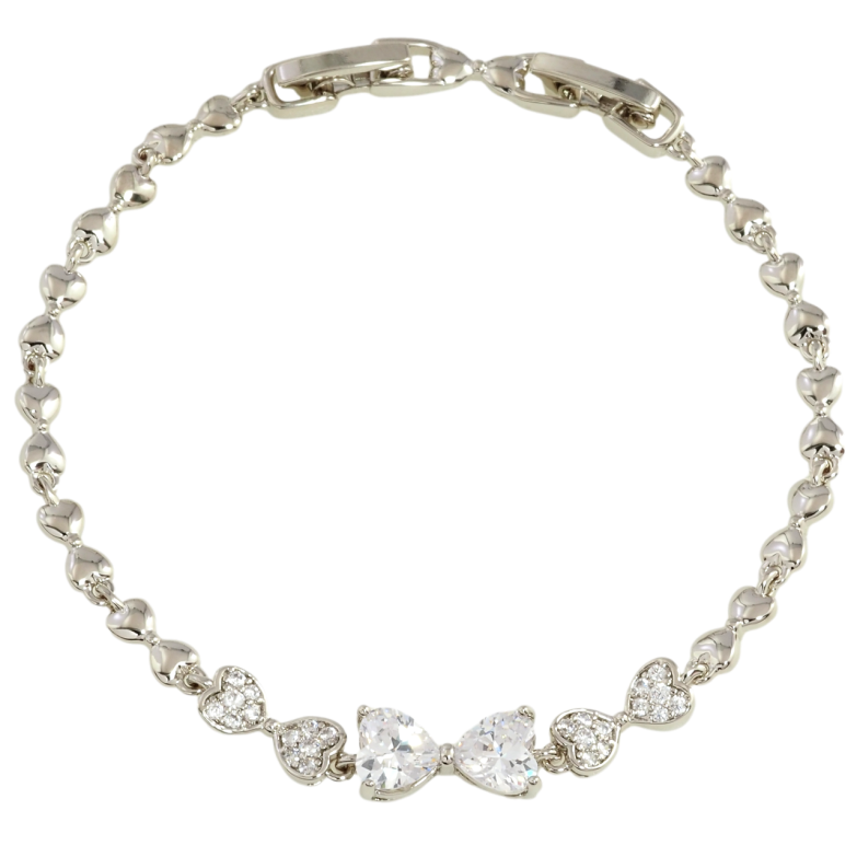 Браслет Xuping Родий Банты с цирконием размер с доп.замком 16,18см х 3мм фото №1