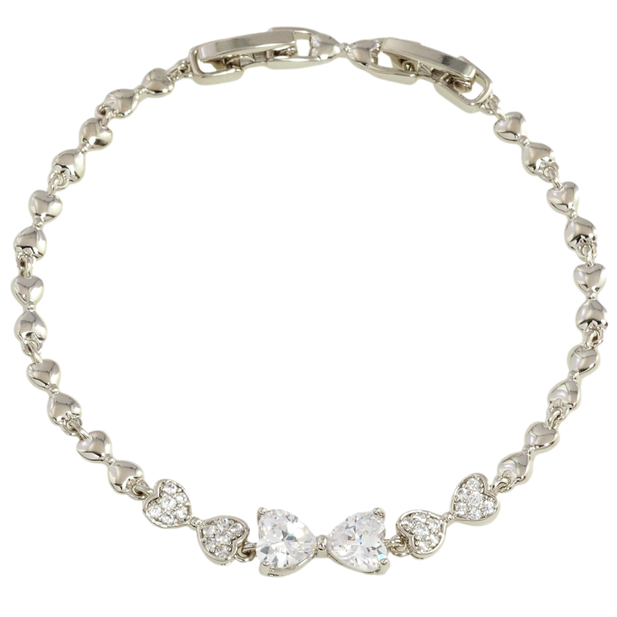 Браслет Xuping Родий Банты с цирконием размер с доп.замком 16,18см х 3мм фото №1