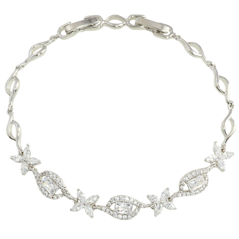 Браслет Xuping Родій Квітковий візерунок з цирконієм довжина з дод. замком 17,19см х 5мм фото №1