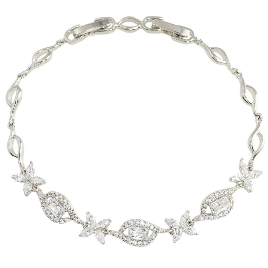 Браслет Xuping Родій Квітковий візерунок з цирконієм довжина з дод. замком 17,19см х 5мм фото №1