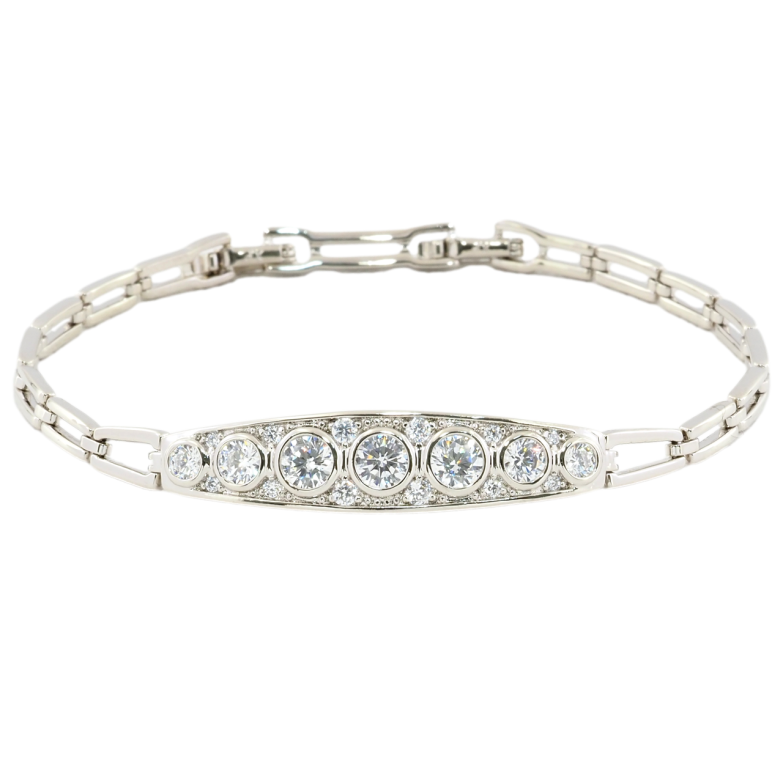 Браслет Xuping Родий Декоративная вставка с цирконием размер с доп.замком 17.5,19.5см х 4мм фото №1