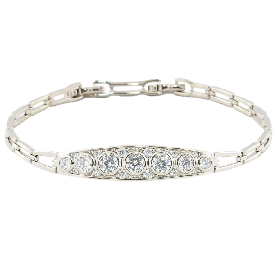 Браслет Xuping Родий Декоративная вставка с цирконием размер с доп.замком 17.5,19.5см х 4мм фото №1