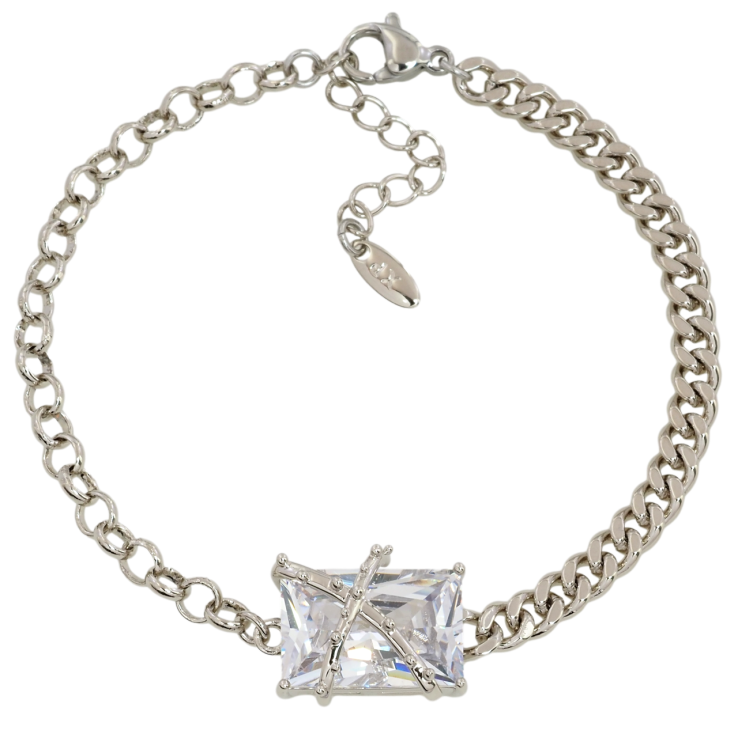 Браслет Xuping Родий Комбинированная цепочка с фианитом размер с доп.цепочкой 17-20см х 3-4мм фото №16