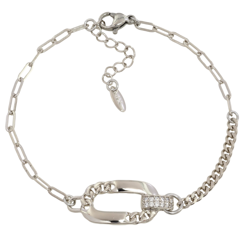 Браслет Xuping Родий Комбинированная цепочка с декоративной вставкой размер с доп.цепочкой 18.5-22см х 3мм фото №1