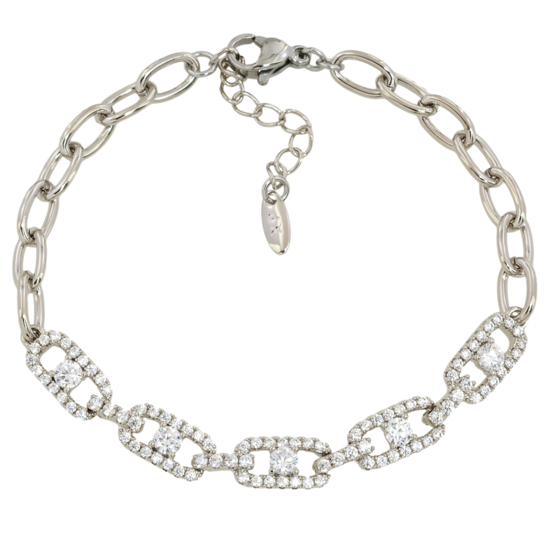 Браслет Xuping Родий Цепочка с вставкой из циркония размер с доп.цепочкой 17-20см х 5мм фото №23