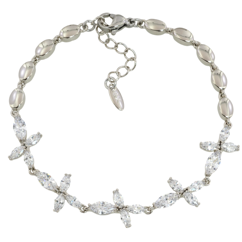 Браслет Xuping Родий Кристальные цветочки размер с доп.цепочкой 17-20см х 4мм фото №3